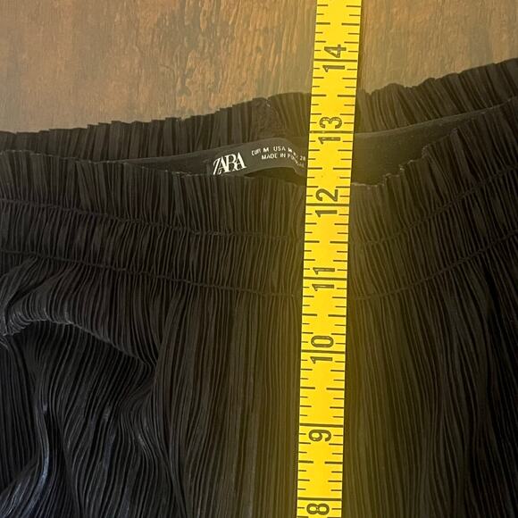 Zara Black Paperbag Waist Lightweight Pants Size Medium - Picture 7 of 8